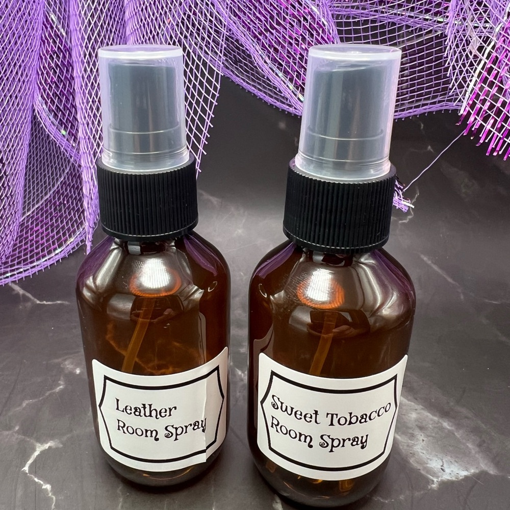 Leather and Sweet Tobacco Room Spray Bottles